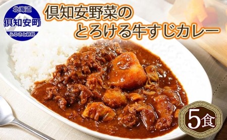 先行受付倶知安 牛すじカレー 北海道 計5個 中辛 レトルト食品 加工品 牛すじ 牛肉 野菜 じゃがいも お取り寄せ グルメ スパイシー スパイス 