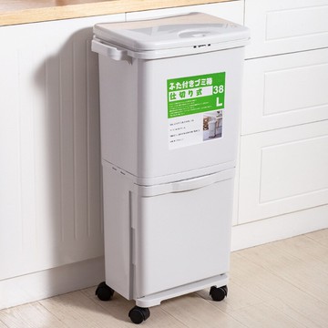 創意垃圾分類垃圾桶家用有帶蓋一體大號日式廚房專用雙層干濕分離