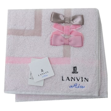LANVIN en bleu 三色蝴蝶結品牌LOGO刺繡小方巾(粉色系)