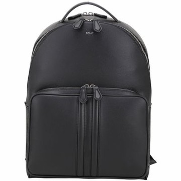 BALLY MYTHOS 條紋再生尼龍雙層手提後背包(黑色)