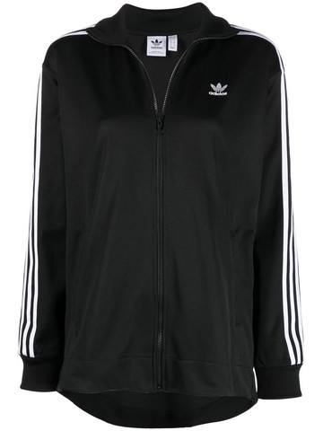 adidas - embroidered-logo zip-up sweatshirt - women - Cotton/Recycled Polyamide - 8 - Black