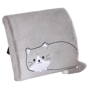 Ishur 伊舒爾 動物造型護背腰靠墊  灰色貓咪  34 x 32 x 10cm