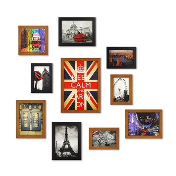 北歐簡約相框牆 柚木色+黑色 10入組合 室內設計 布置 佈置 裝飾
