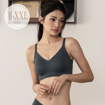 內衣【細肩帶 果凍蜜波波】無痕蠶絲零著感無鋼圈BRA (墨綠) #12623