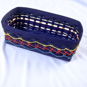 皇家藍鏤空編織紙編籃・小物收納籃
