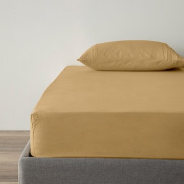 奧可利200織水洗棉床包單人 琉璃黃