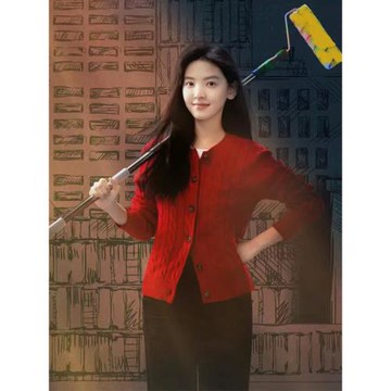 圣誕節本命年紅色毛衣麻花氛圍感洋氣新年針織衫開衫外套上衣秋冬