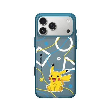 iPhone 17 Pro Max Clear (相機按鈕) 夜幕藍 - 寶可夢 Pokemon - 幾何系列-皮卡丘