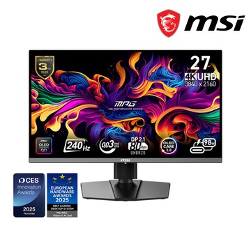 【MSI 微星】MPG 272URX QD-OLED 電競螢幕 (DP2.1 UHBR20/HDMI/Type-C(98w))