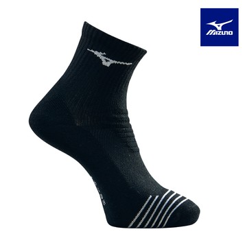 【MIZUNO 美津濃】男運動厚底短襪 6雙入 32TXB51091Q（黑x白）
