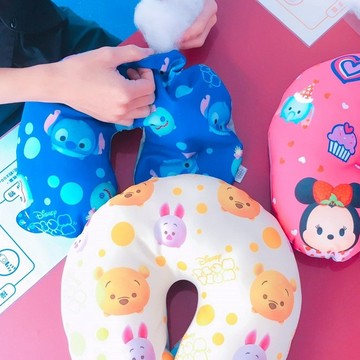 TSUM TSUM手工DIY頸枕 史迪奇頸枕 史迪奇亂花款