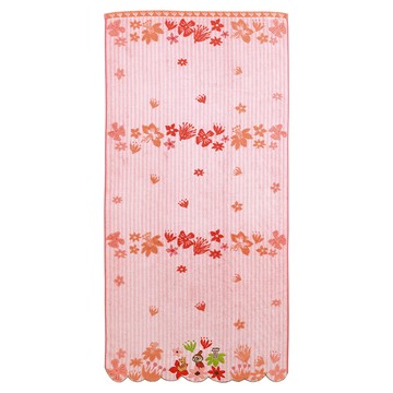 日本丸真 Moomin花雨世界無撚刺繡浴巾小不點粉 _廠商直送