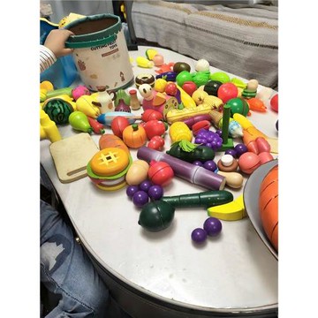 男孩木制過家家水果磁蔬菜切切看玩具仿真廚房玩具切切樂玩具小魚