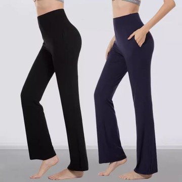 有口袋瑜伽褲女微喇秋冬外穿跑步運動高腰提臀健身褲舞蹈練功褲