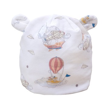 JoyNa - 2入-新生兒帽子 四季款胎帽 0到3月初生寶寶帽-雲雲飛船+隨機一入 (帽圍37cm)