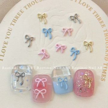 💗台灣出貨💗美甲飾品合金迷你金屬蝴蝶結2024新款網紅爆款立體指甲穿戴甲裝飾