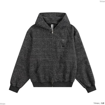 美式復古拉鏈衛衣男女連帽春秋季寬鬆休閒帽衫情侶條紋開衫外套潮