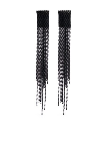 Fabiana Filippi - beaded chandelier earrings - women - Brass - One Size - Black