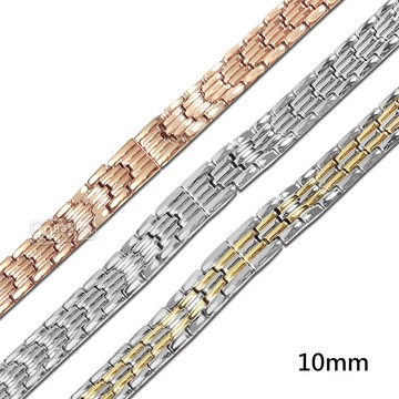 Watchband / 10mm / 各品牌通用 亮光色澤 雙拉蝴蝶扣 不鏽鋼錶帶 #852-41A