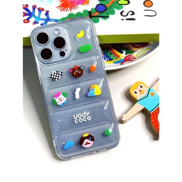 uodycoco原創羽絨服手機保護殼插畫貓咪卡通可愛手機套解壓防摔可愛創意蘋果iPhone17手機殼少女粉色生日禮物