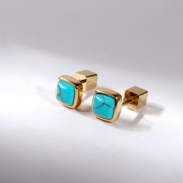 【MIESTILO】極簡方形｜綠松石耳環精緻禮盒組(金)