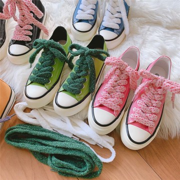 毛毛絨鞋帶適配JW匡威1970s鞋帶男女ins可愛潮流個性毛茸茸鞋帶