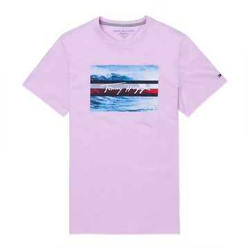 TOMMY 經典印刷文字圖案短袖T恤-粉色