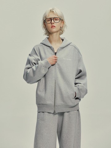2-WAY Zipper Oversized Fleece-Lined Hooded Jacket