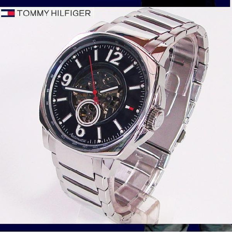 TOMMY HILFIGER トミーヒルフィガー スケルトンテンプ自動巻き腕時計