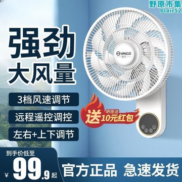 【快速出貨】揚|子掛壁式電風扇掛牆壁遙控式電扇靜音式衛生間空氣循環扇壁掛
