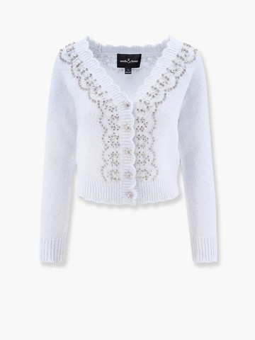 Alpaca and wool cardigan with rhinestones - NEEDLE & THREAD - gender_Woman