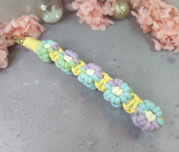 藍綠紫漸層色雛菊手機掛繩 包包掛飾 鑰匙圈