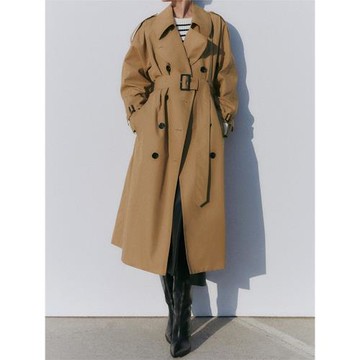 春秋MD女裝 高個寬松版風衣mosinnno diutii英倫風雙排扣長款外套