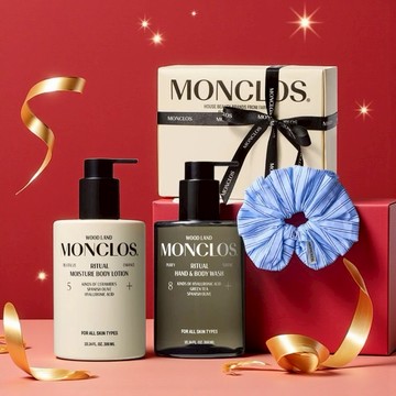 LINE禮物獨家首賣【MONCLOS】身體護理兩件式禮盒+品牌絲質髮圈