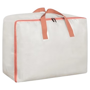 E.dot 特大PVC透明衣物棉被收納袋 藕粉色  60 x 50 x 25cm  1個