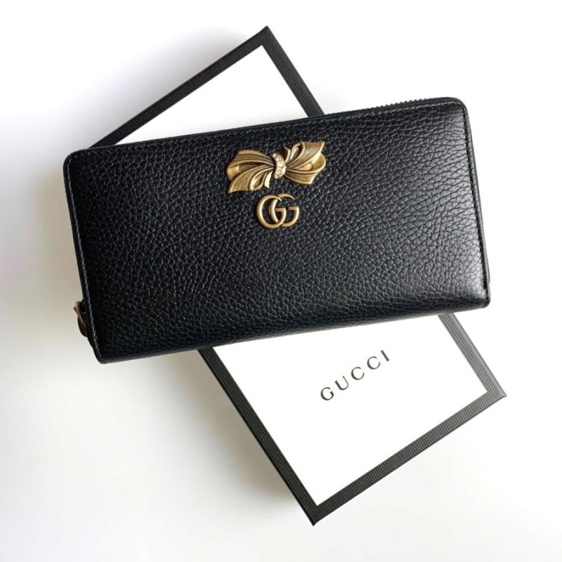 グッチ GUCCI 財布 長財布 ラウンドファスナー ブラック 黒 ゴールド