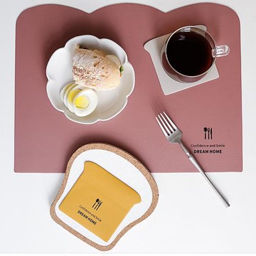 E.City_創意土司造型皮革防水隔熱墊三件組