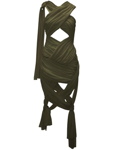 JW Anderson - cut-out wrap midi dress - women - Polyamide/Cotton - XS - Green