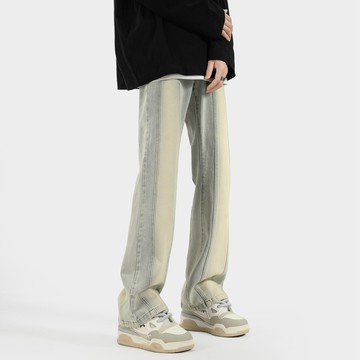 黃泥染復古微喇叭牛仔褲男秋冬百搭休閒彈力高街褲子男