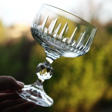 法國老件 切割水晶玻璃香檳杯 / 洒杯 (一件)