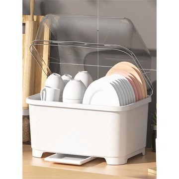 大容量廚房瀝水碗柜帶蓋放碗箱碗碟收納架用品碗筷收納盒置物架