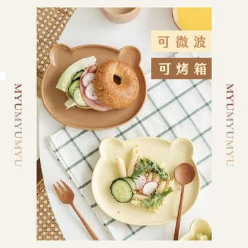 隔日到貨｜小熊陶瓷碗盤組 可愛造型盤子 可微波可烤箱 泡麵碗 小盤子 餐桌餐具組 韓系碗盤｜MYUMYU 沐慕家居 台灣