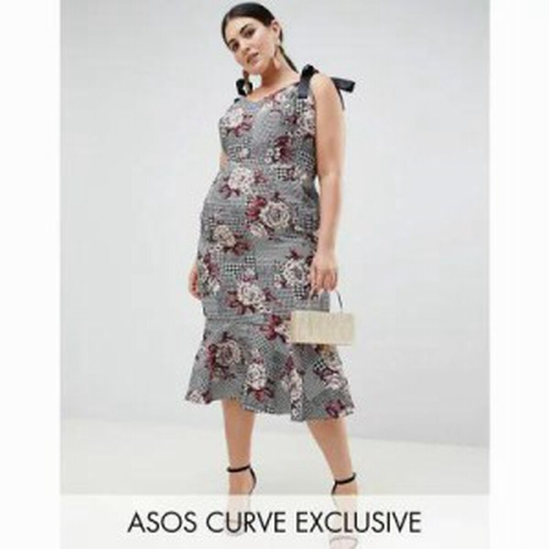 エイソス ワンピース Asos Design Curve Midi Dress With Pep Hem In Check And Floral Print Multi 通販 Lineポイント最大1 0 Get Lineショッピング