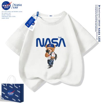 NASA兒童短袖t恤夏季女童純棉2026新款潮中大童夏裝男童半袖上衣