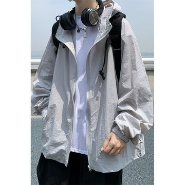 Blie 防曬衣 男生外套 薄外套 冰絲防曬衣夏季新款防曬衣男士超薄透氣連帽防曬服潮寬松百搭皮膚衣外套薄款