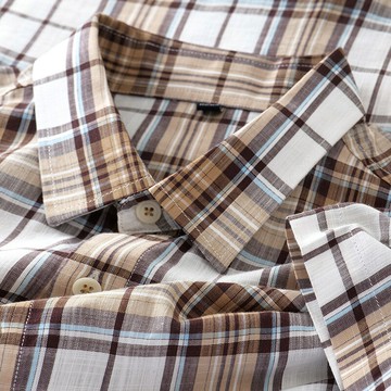 【新款熱賣】夏季新款短袖襯衫男輕商務休閑格子紋歐美休閑襯衣格子上衣