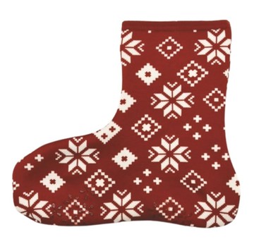 日本 Poka 保暖襪-紅色雪花 短襪 裏起毛 襪套 室內拖鞋 防滑鞋底 襪子 地板襪【南風百貨】