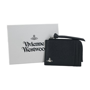 Vivienne Westwood 防刮皮革拉鍊卡包(黑)