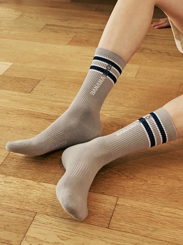 Seamless Cushion Athletic Ankle Socks [Gray Navy]