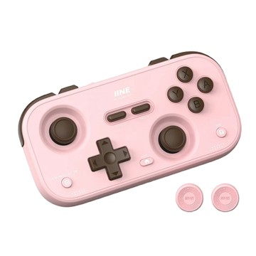 IINE Nintendo Switch 2 復古卡片無線連發可喚醒手把 (公司貨) 莓粉棕 L1291 支援多平台